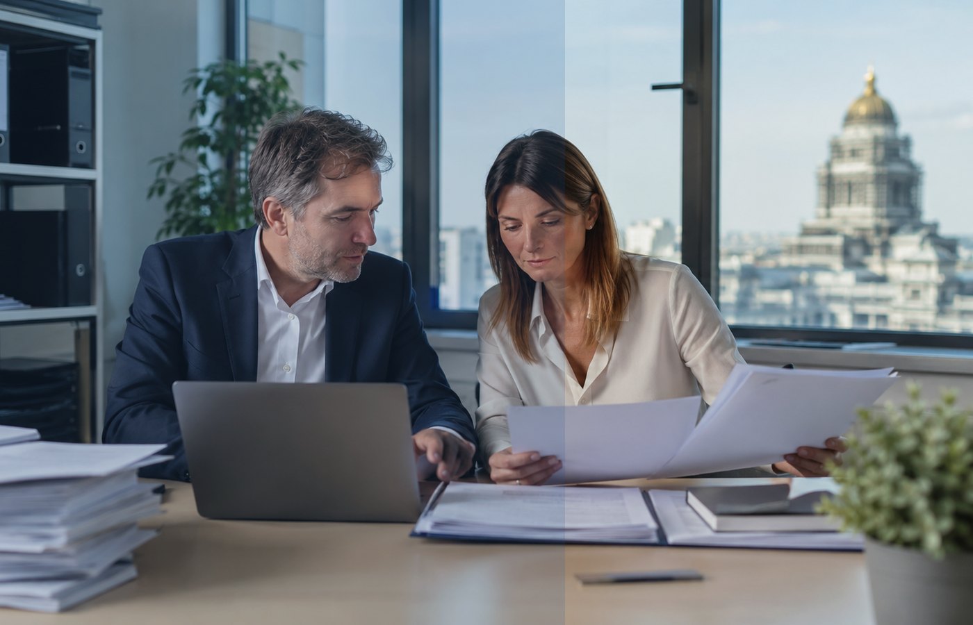Documents et ordinateur en contexte professionnel